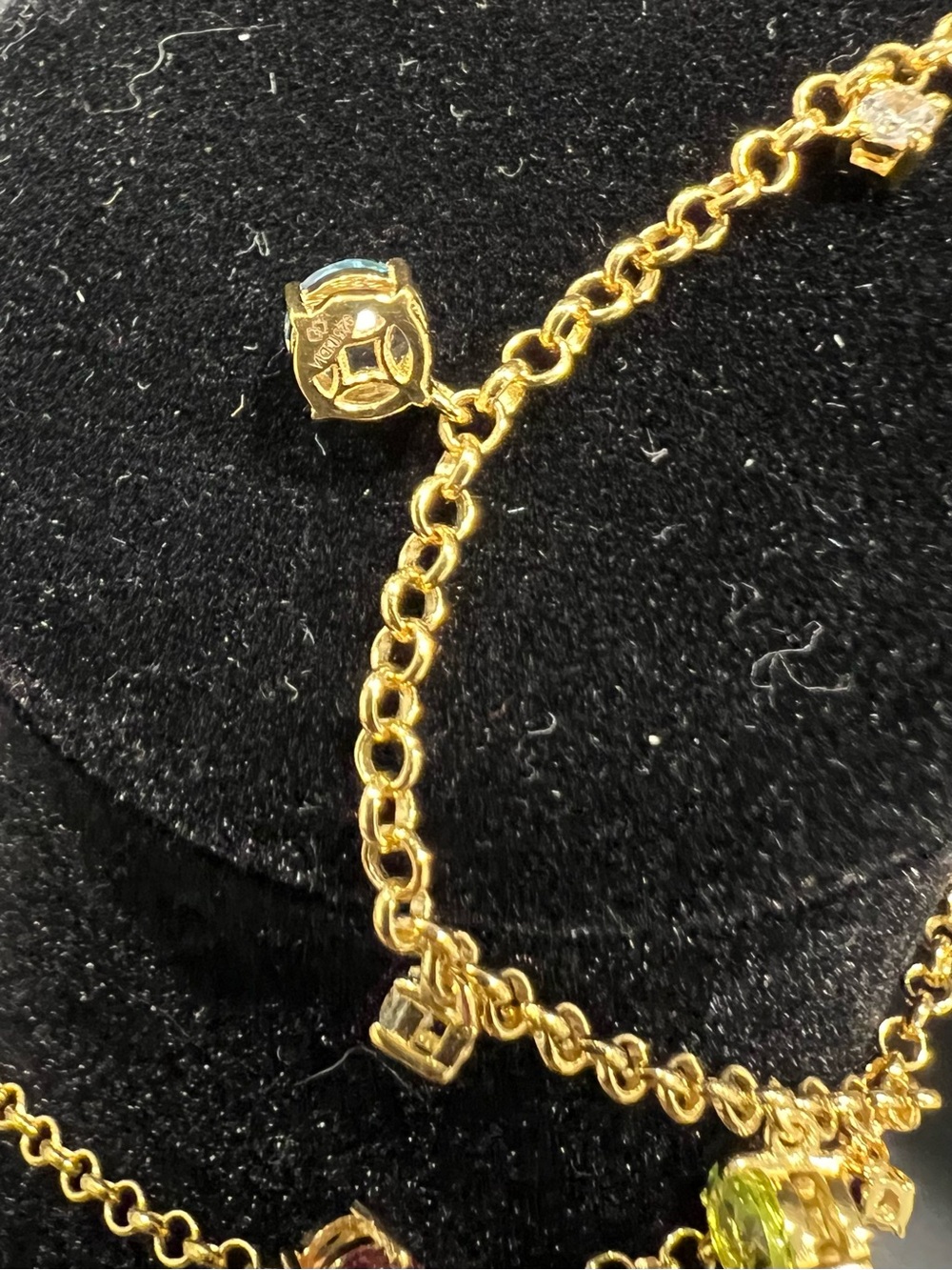 14K Gold over .925 Sterling Silver Natural Multi-Gem Station Necklace, 3.5TCW. - Picture 4 of 5